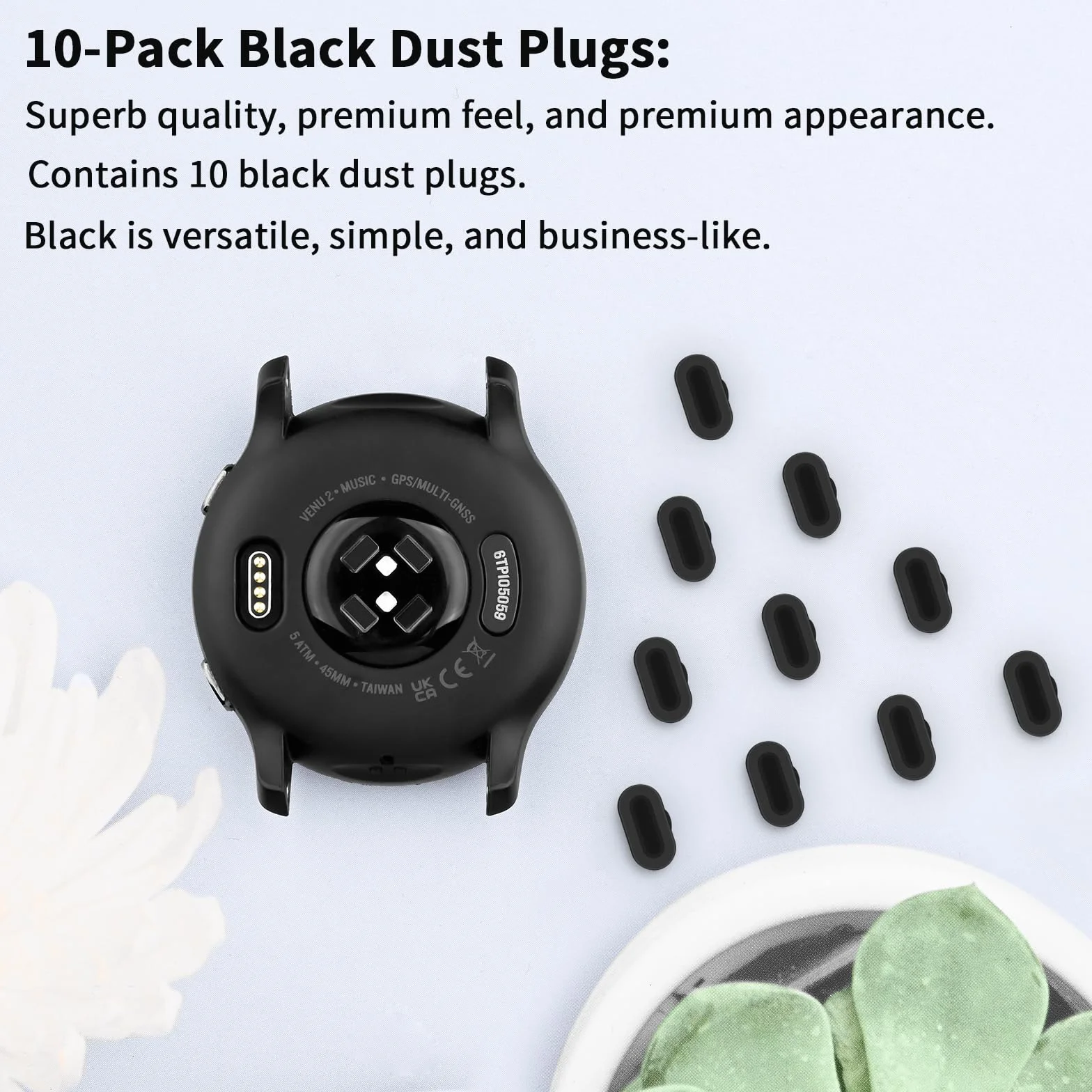 Vancle Silikonowe Zatyczki Przeciwpyłowe do Garmin Vivoactive 6/5/4/4s/3, Fenix 8/7/7S/7X/6/6S/6X/5/5S/5X, Venu 3/3s/2, Instinct 3/2, Epix 2 Pro