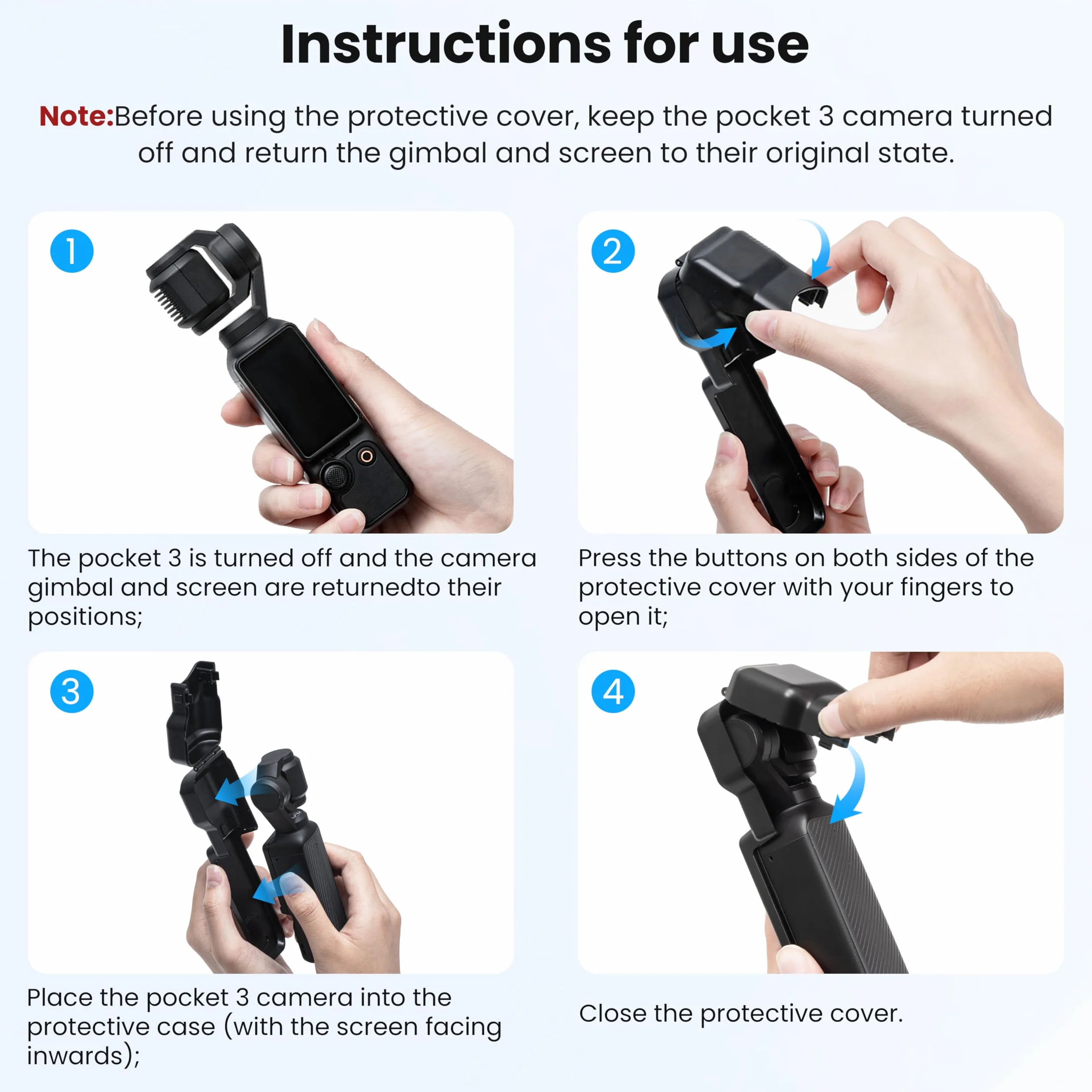 STARTRC Pocket 3 Gimbal pokrowiec ochronny do DJI Osmo Pocket 3 Creator Combo, ochrona przed upadkiem, r?czny ochraniacz ekranu obiektywu aparatu do DJI Pocket 3 akcesoria（NOT for POKECT4）