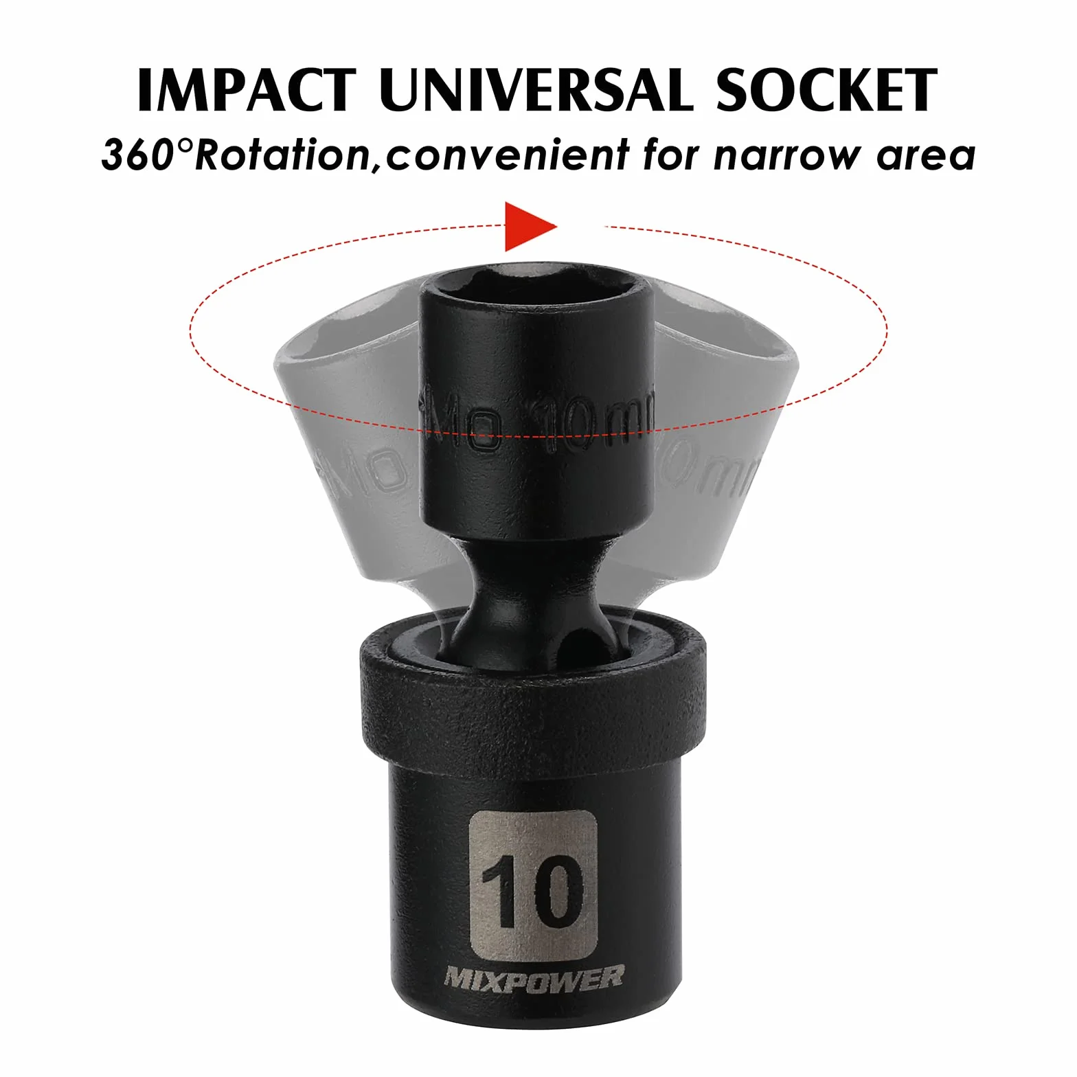 MIXPOWER 86 szt. 1/4" Drive Master Impact zestaw nasadek udarowych, uniwersalne/głębokie/standardowe/Torx/odwrócone gniazdo Torx, klasa udaru, metryczne i SAE, 6 punktów