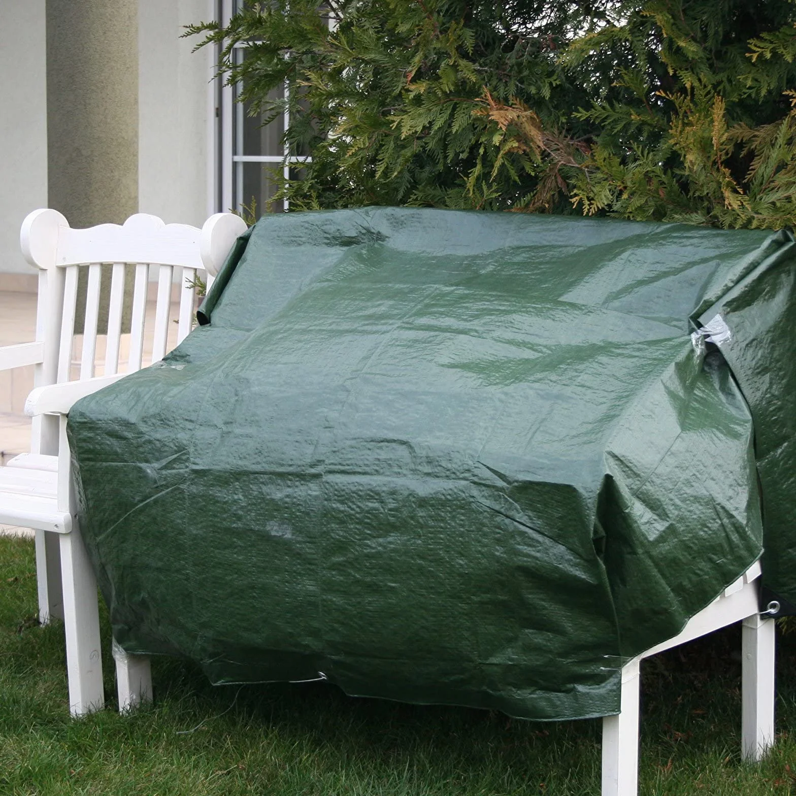 Mivos Uniwersalna plandeka wodoszczelna 4 x 4 m, zielona, plandeka 90 g/m², plandeka ochronna do mebli ogrodowych i drewnianych, odporna na pleśń, plandeka ogrodowa z aluminiowymi oczkami