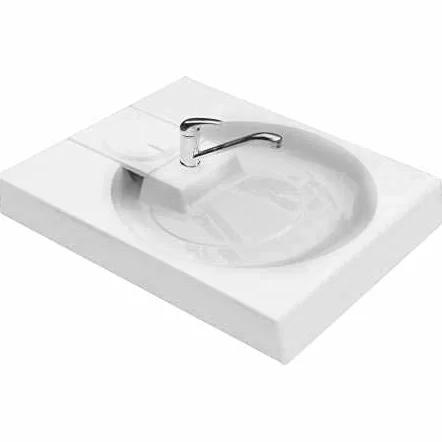 Standardowa umywalka oszczędzająca miejsce w pralce GPM DUŻA - kompaktowy syfon schodkowy z tyłu - 63 x 60 cm prześwit pod umywalką