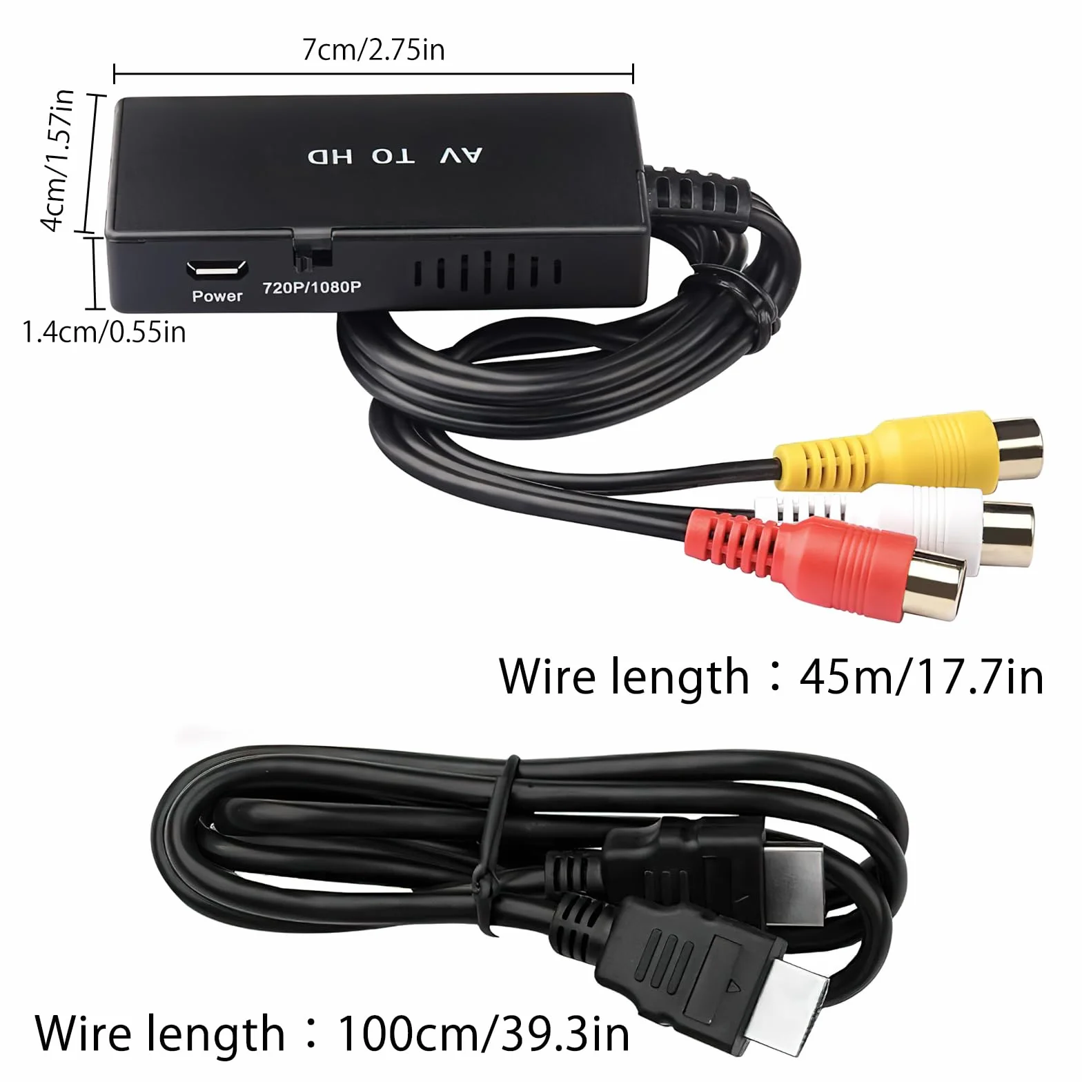 DAWRIS Adapter RCA na HDMI 1080P AV na HDMI Kabel do PS2 PS3 Xbox SNES N64 PAL NTSC