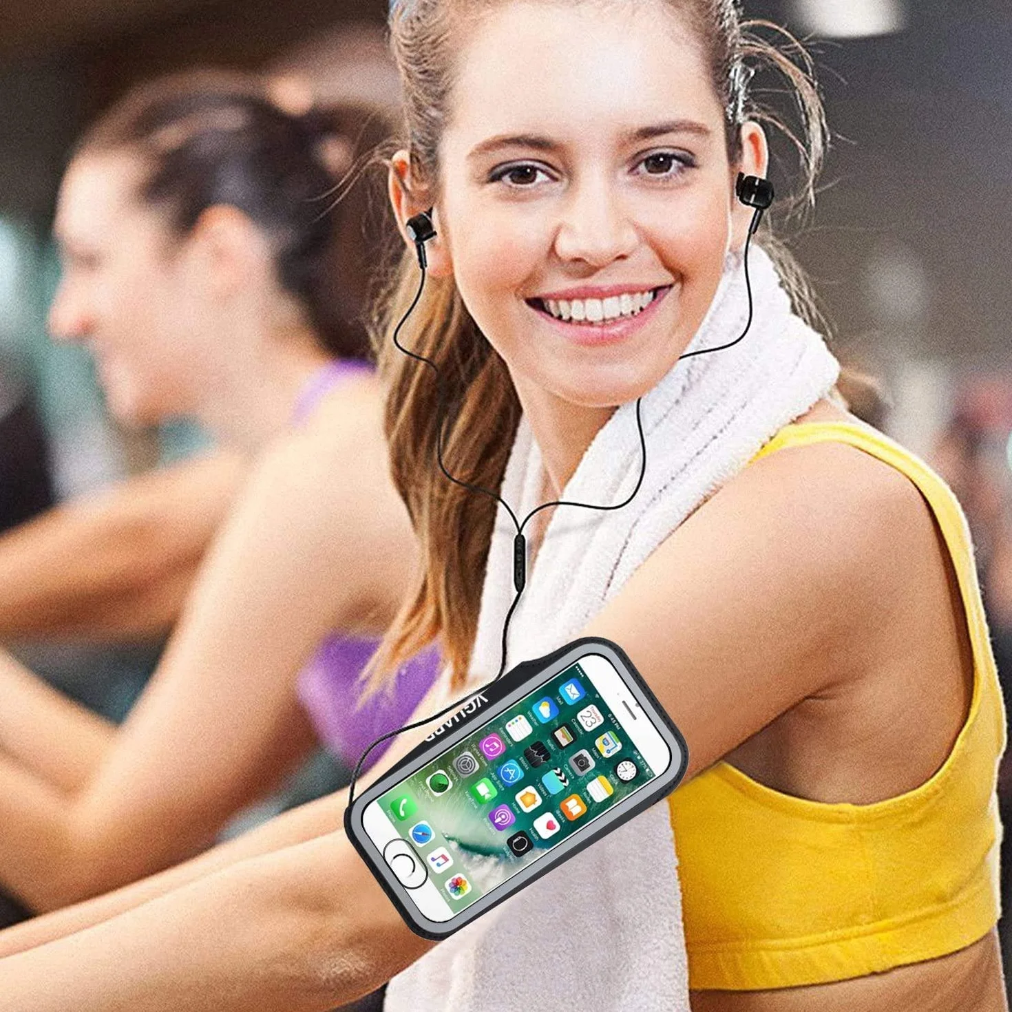 VGUARD Sportowa bransoletka na telefon komórkowy, odporna na pot, jogging, etui na telefon komórkowy do biegania, z uchwytem na klucze, otworem na słuchawki i paskiem przedłużającym do telefonów