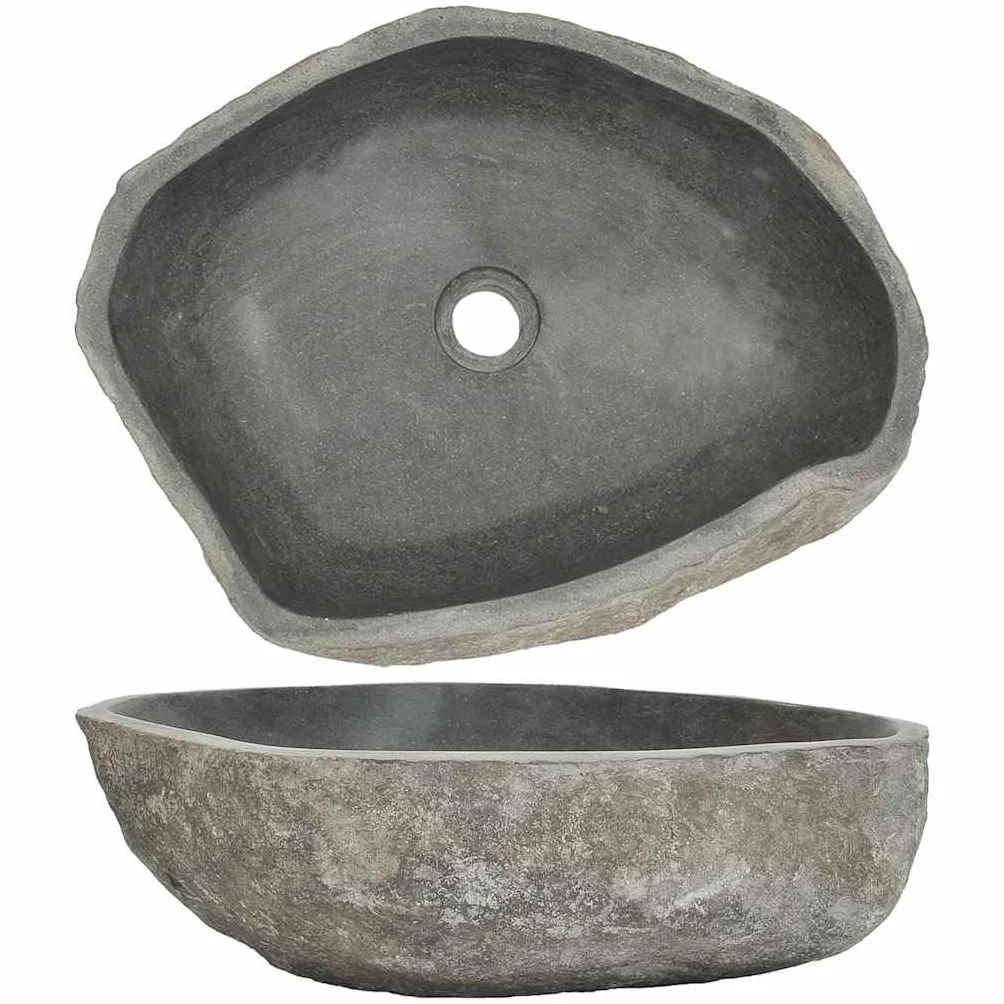vidaXL Umywalka z kamienia rzecznego owalna 45-53 x 34-41 cm
