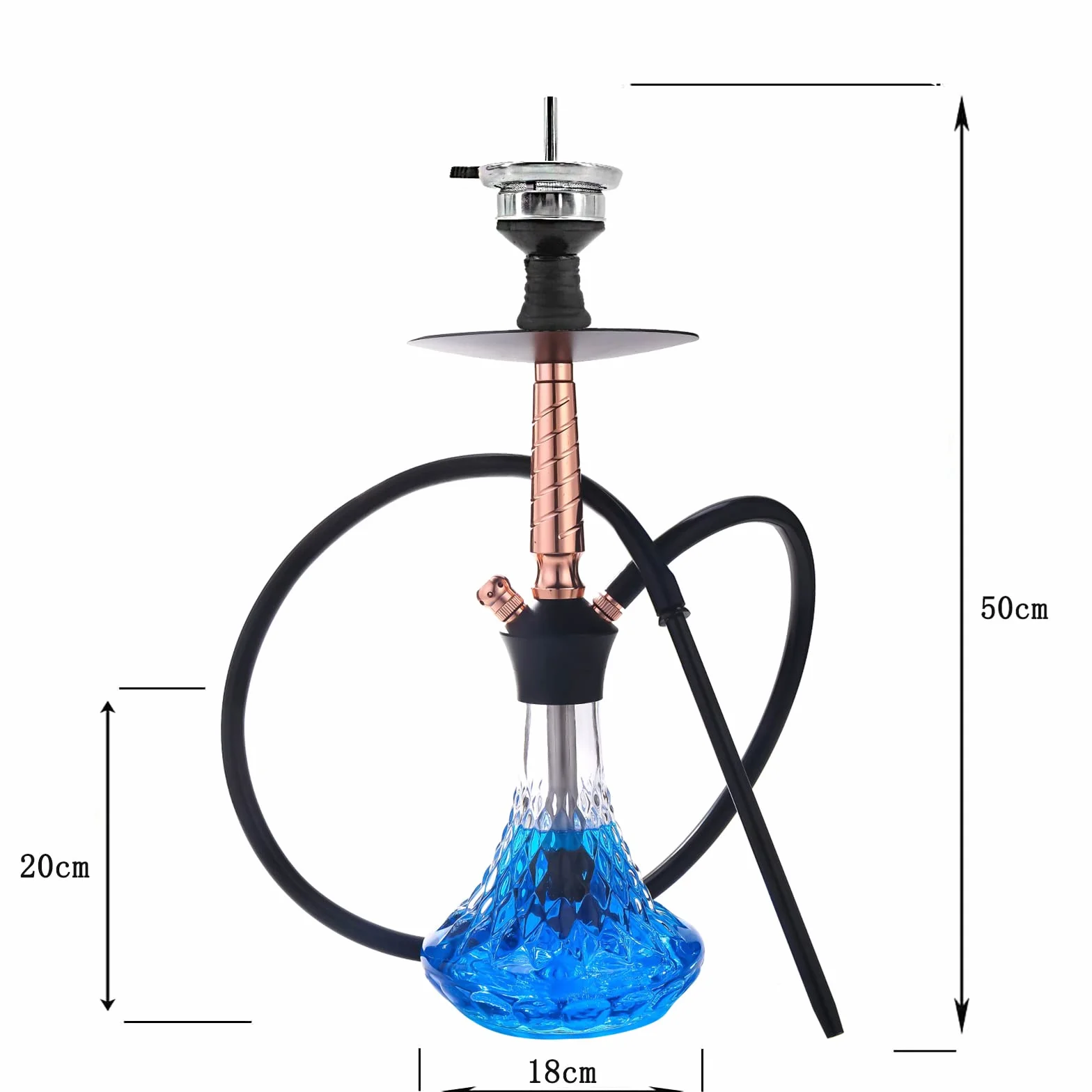 RMAN Shisha mini aluminiowa mała szisza zestaw z wężem silikonowym, głowicą komina, nasadką do komina, ustnikiem, ze stali nierdzewnej, do rurki zanurzeniowej, dyfuzora, szczypce