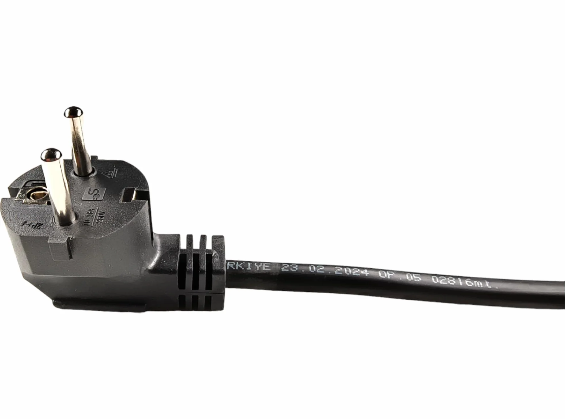 Kabel Zasilający z Tulejkami, 2 Metry, 230V, 16A, IP20, Kabel Przyłączeniowy z Wtyczką Schuko, Kabel Zasilający Ze Stykiem Ochronnym, Kabel Przejściowy z Tulejkami, Czarny