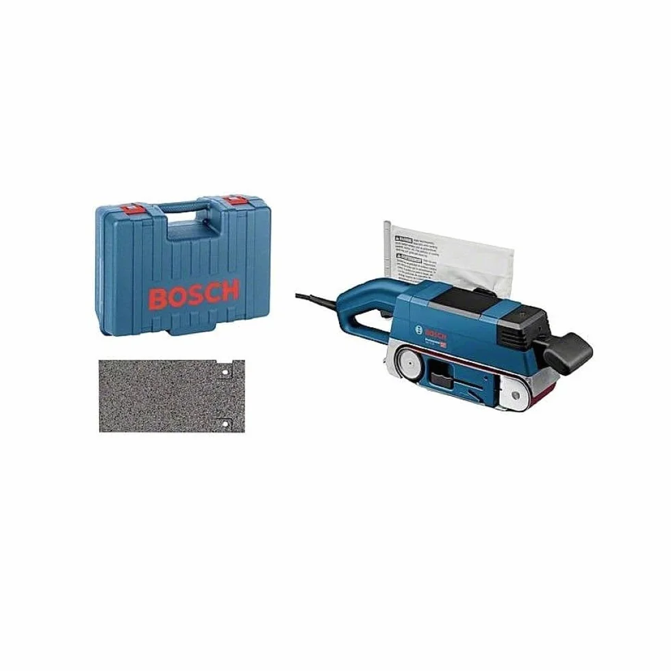Bosch Professional: szlifierka taśmowa GBS 75 AE (750 W, taśma szlifierska z tkaniny, worek na pył, płyta grafitowa, walizka)