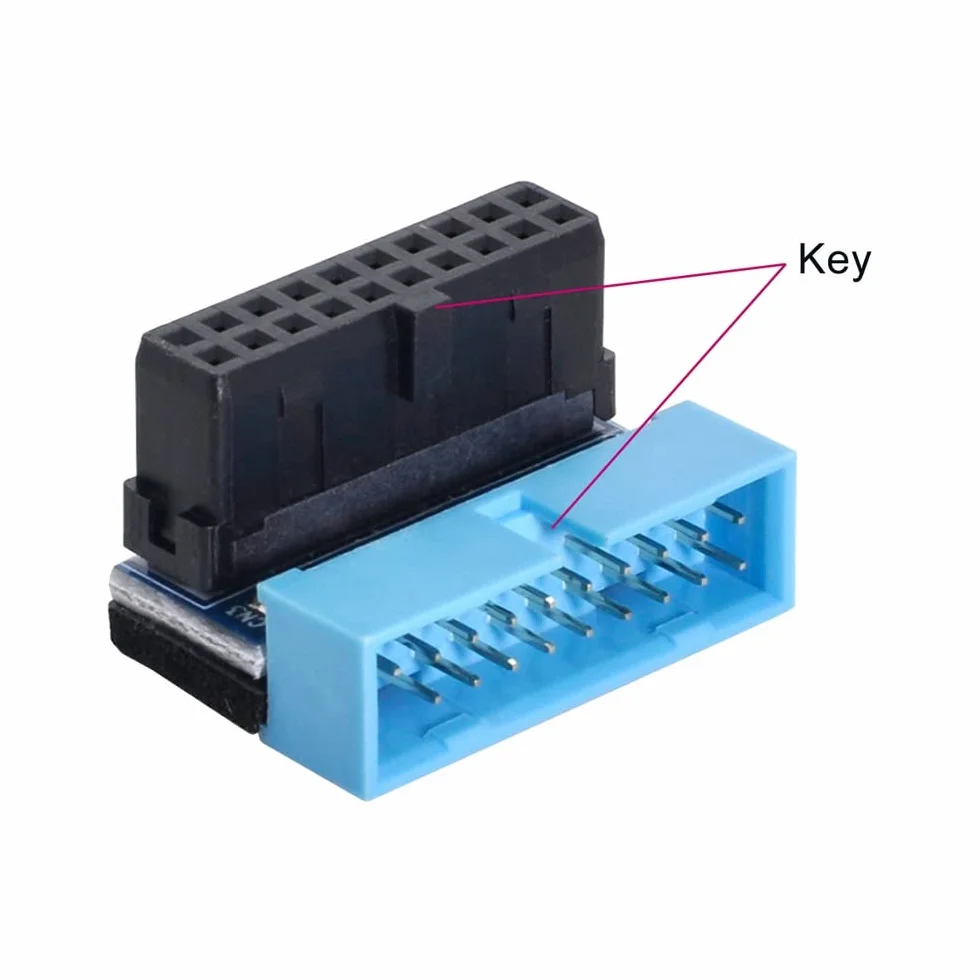 Adapter kątowy USB 3.0 20Pin 19Pin męski na żeński 90 stopni