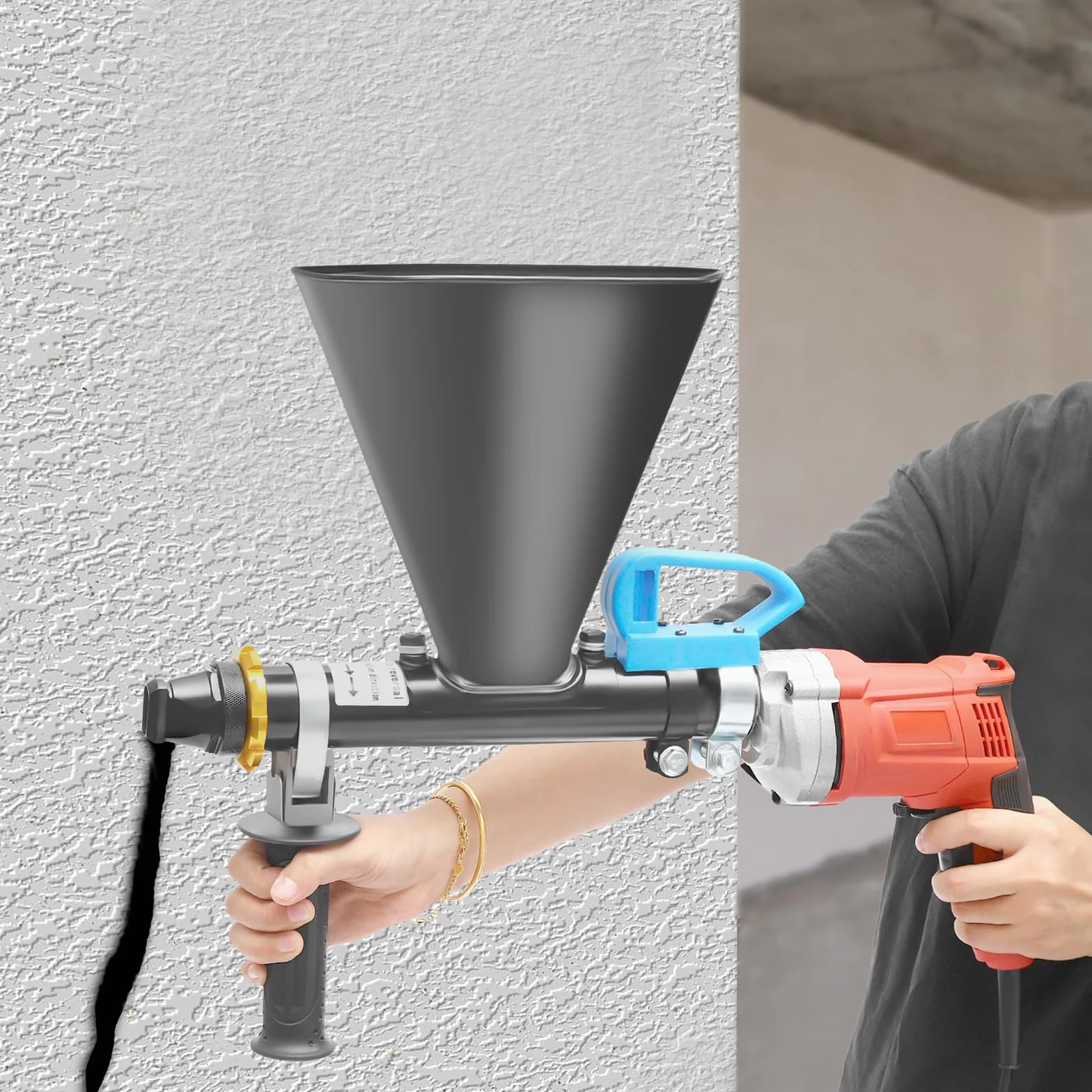 Elektryczny pistolet do fug, 700 W, półautomatyczny, stal nierdzewna i tworzywo sztuczne, instalacja klimatyzacji, napraw ściennych i innych miejsc, w których należy wypełnić cementem