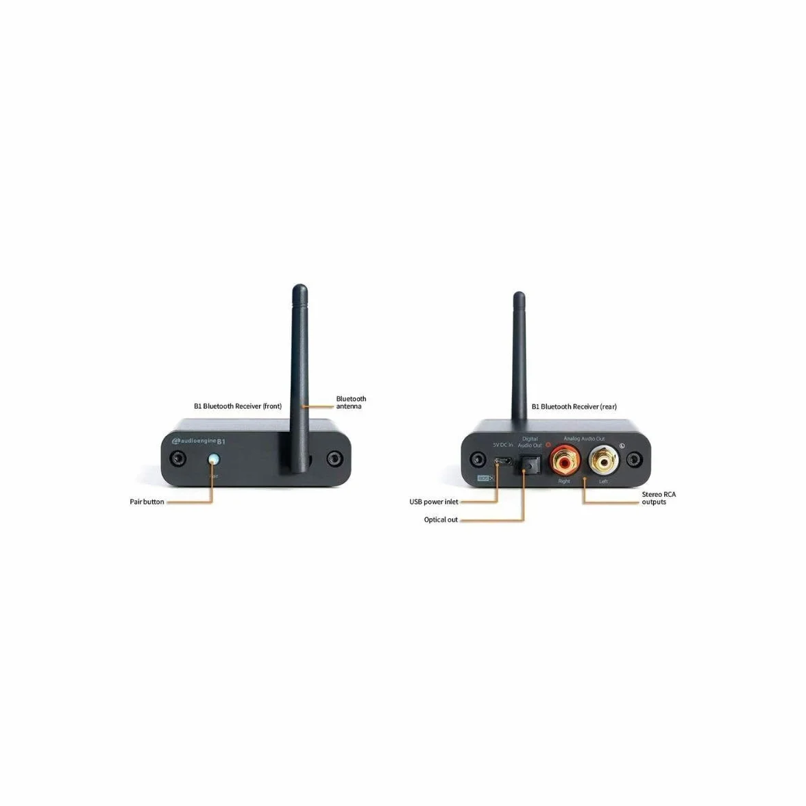 Odbiornik Bluetooth Audioengine B1 do głośników - bezprzewodowy 24-bitowy streamer muzyki HiFi o dużym zasięgu