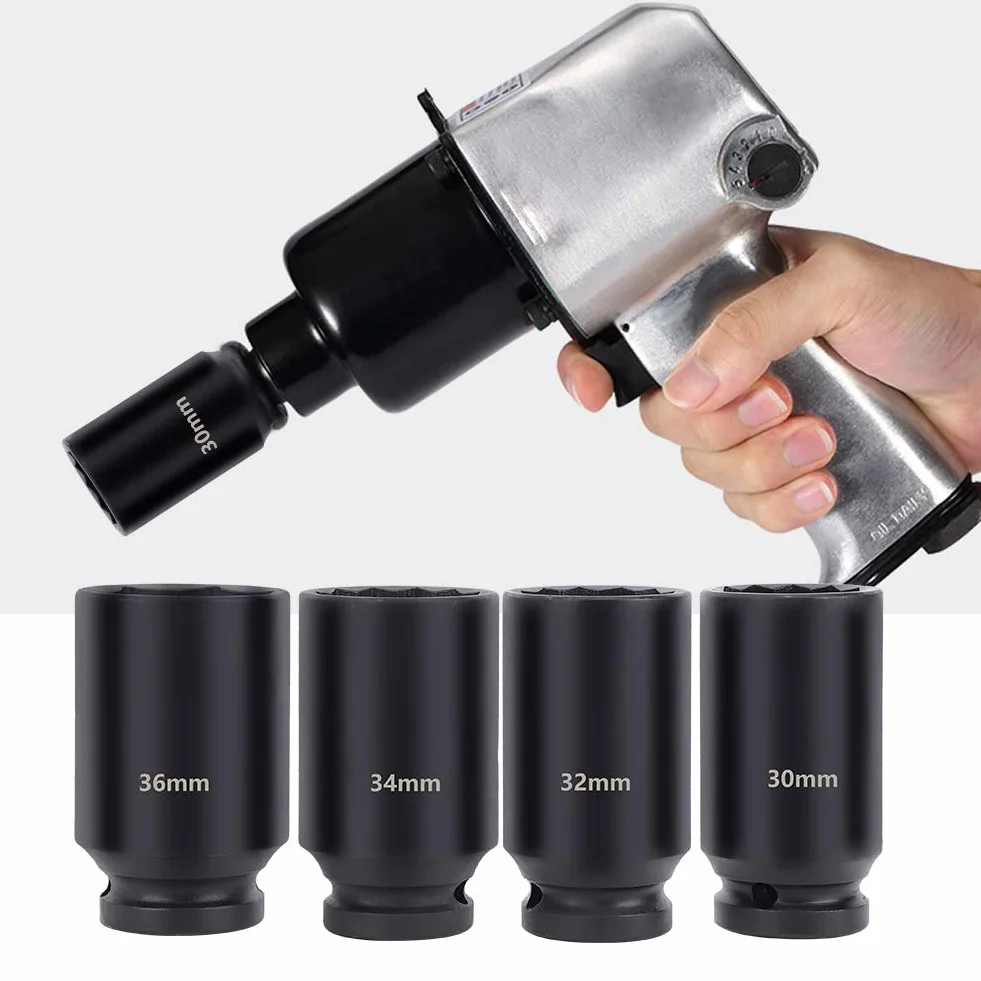 Generic Wysokiej Jakości 4 szt. Nasadka Udarowa, Stal Chromowo-molibdenowa, Profesjonalne Zastosowanie dla Mechaniki Domowej, Podwójne Rozmiary Sześciokątne 30 Mm-36 Mm