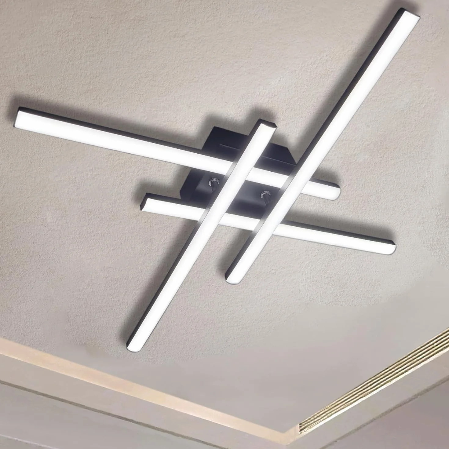 Lampa sufitowa LED, 28W 2800LM oświetlenie sufitowe LED do sypialni, Zimne Białe 6000K Nowoczesne Lampy Sufitowe Czarne do salonu kuchni i przedpokoju