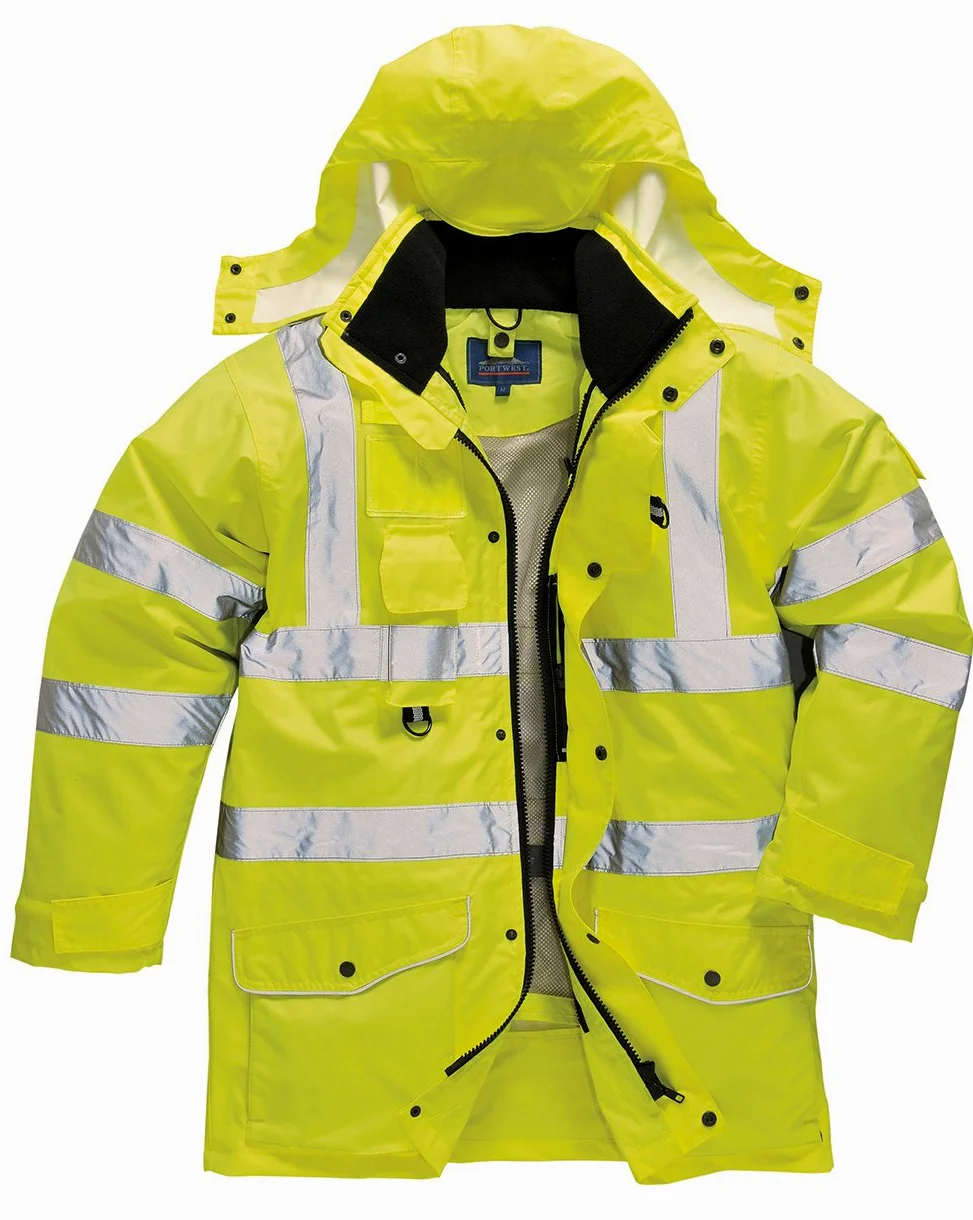 Portwest S427 Kurtka robocza 7-in-1 Elementy Odblaskowe Wysoka Widoczność | Żółty, 3XL, EN ISO 20471 Klasa 3, EN 342, Klejone Szwy, Oddychająca Odzież, Wodoodporność, Poliester, 300D Oxford, Powłoka PU