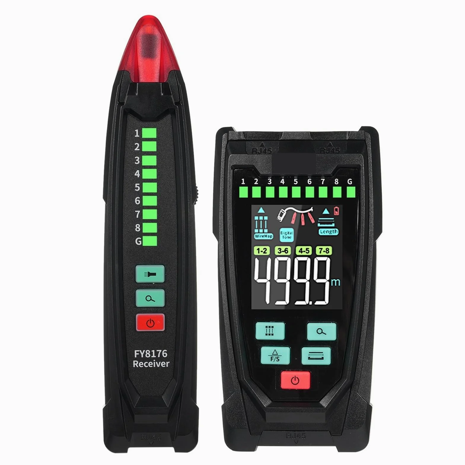 FY8176 Tester Kabli Sieciowych Lokalizator Przewodów Lan Czułość Regulowana Odległość Uszkodzenia Lokalizowanie Sieci TDR RJ45 Dokładna Szybka Diagnostyka