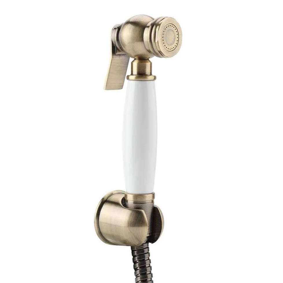 Bidet opryskiwacz z zimną wodą mosiężną ścianę przenośna przenośna ręczna kran bidet Zestaw łazienki prysznic bidet kran do higieny osobistej, pralka pieluszka, brąz, brąz LWX