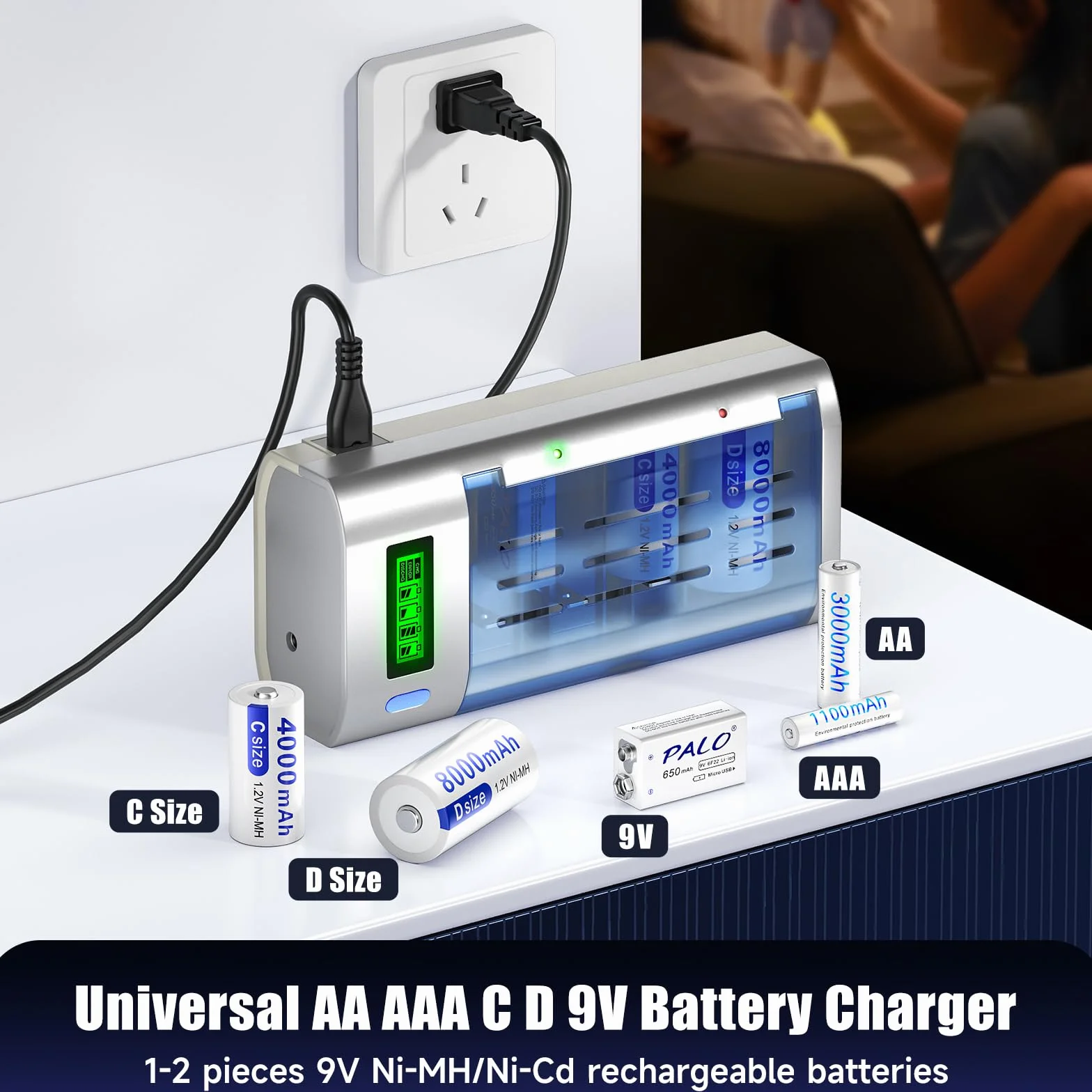 Baby C Akumulator 4000 mAh 6 sztuk z Ładowarką LCD do AA/AAA/C/D NI-MH
