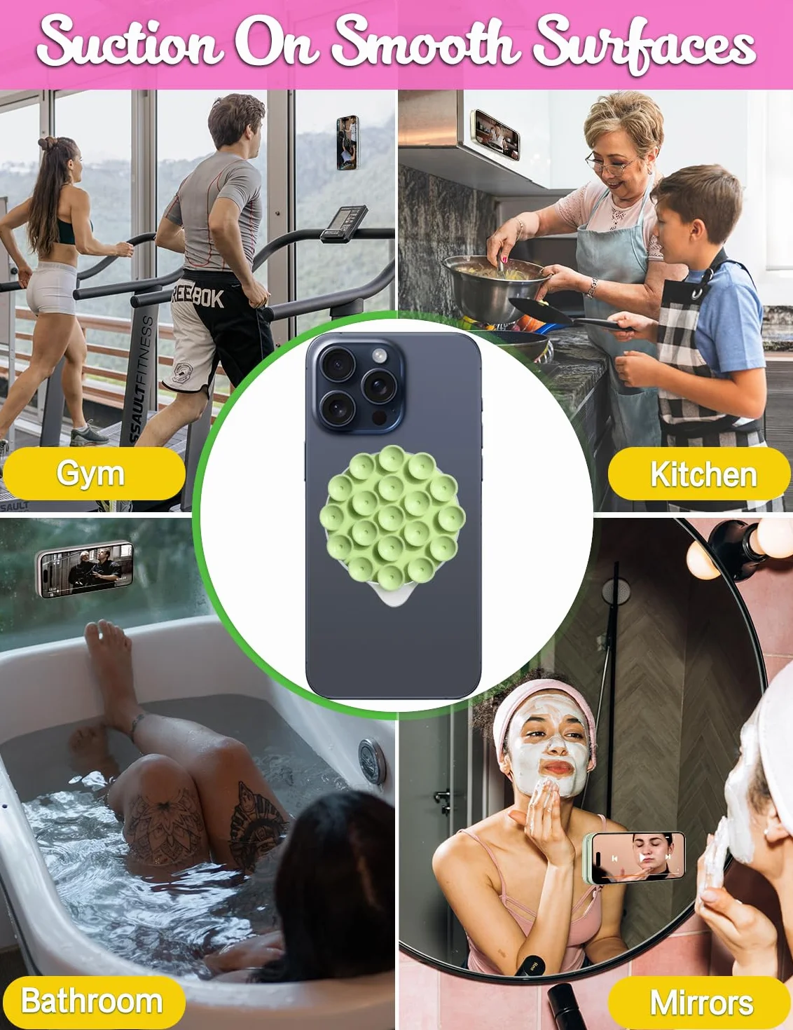 MagSuction Silikonowy Uchwyt Na Telefon Z Przyssawką MagSafe, Antypoślizgowy, Bez Użycia Rąk, Kompatybilny Z iPhonem, Idealny Do Filmów i Selfie TikTok