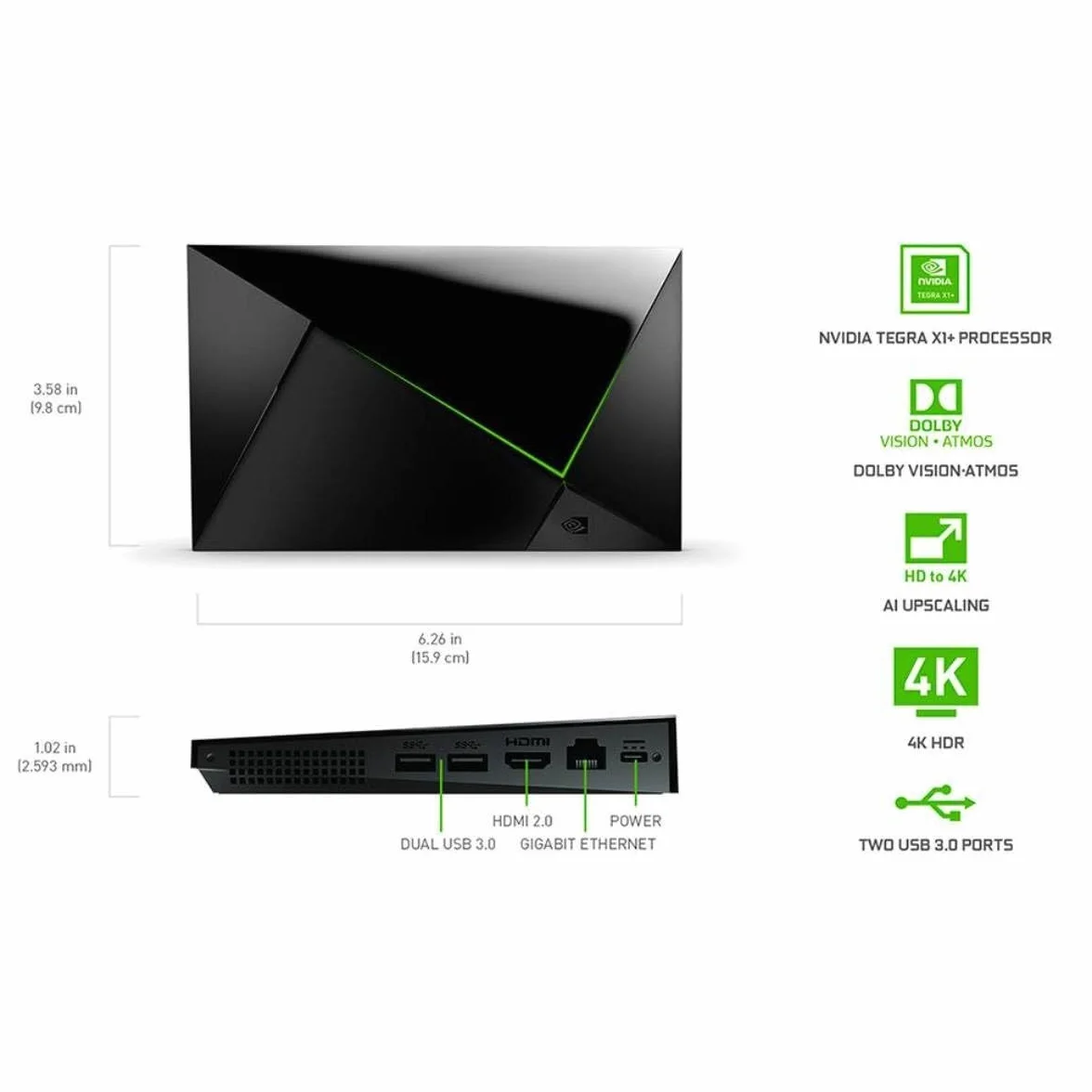 Nvidia Shield TV Pro Streaming Box, Czarny, 15,9 x 9,8 x 2,6 cm