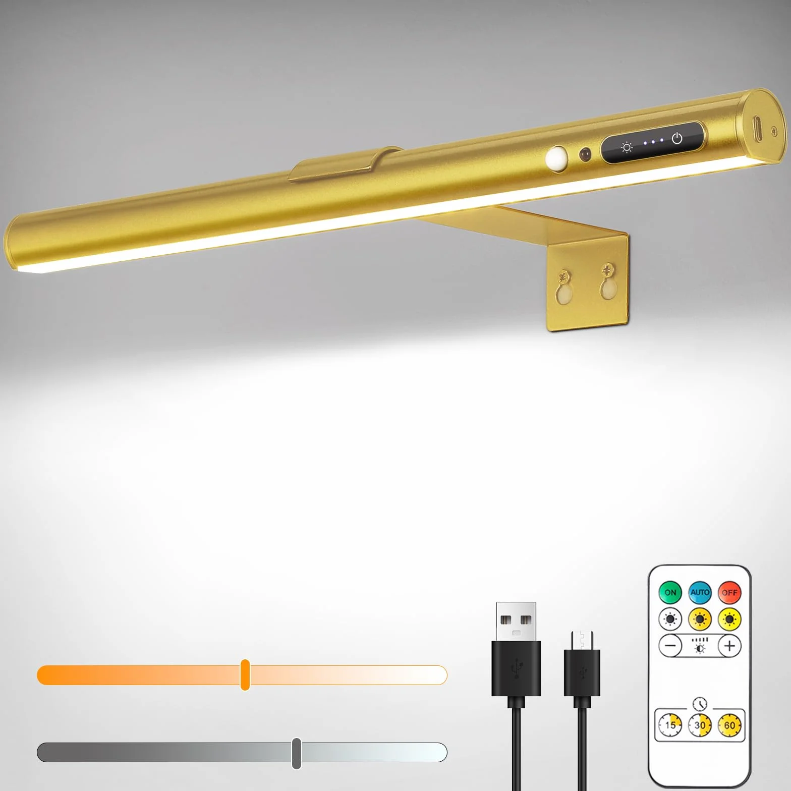 ENCOFT Bezprzewodowa lampa do darta, 5000 mAh, 40 cm, oświetlenie obrazu, akumulator z czujnikiem ruchu, lampa ścienna, możliwość ściemniania, 3 temperatury barwowe, oświetlenie rzutek z pilotem