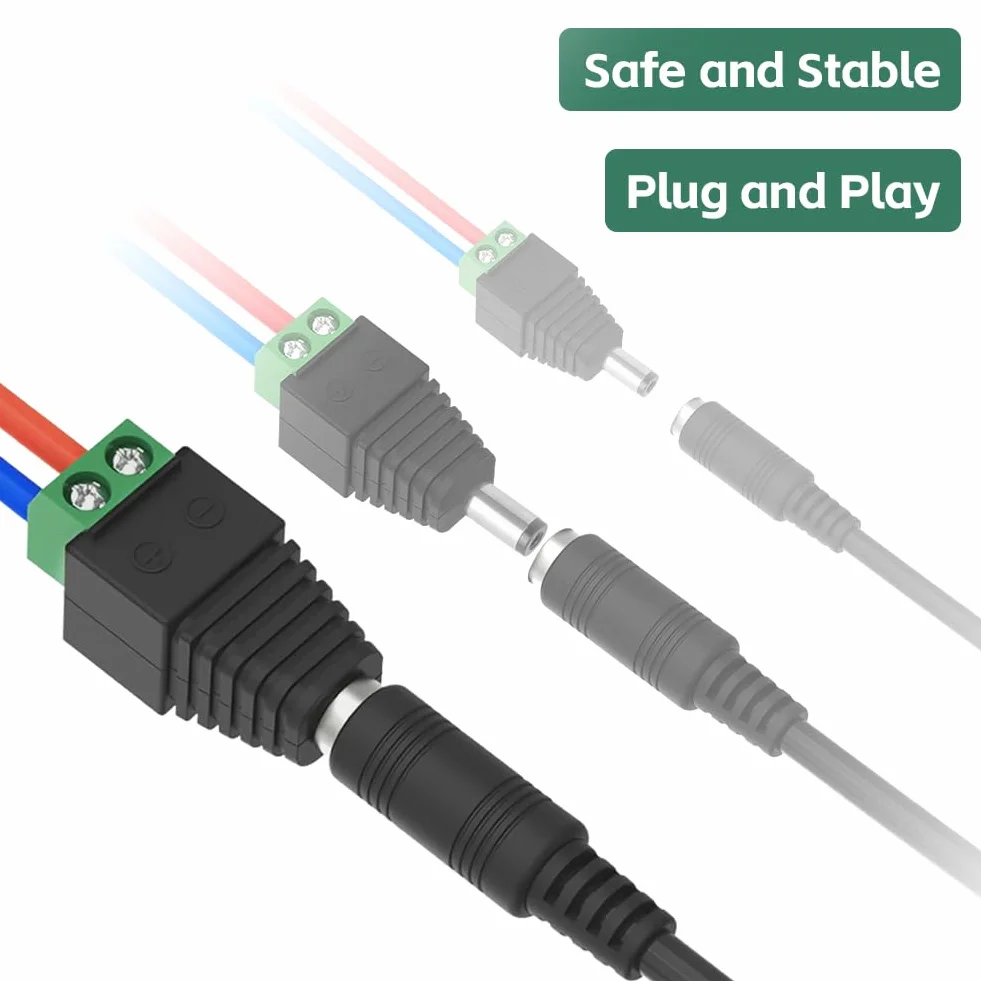 AXFEE 12 sztuk DC 5,5 mm 2,1 mm wtyk DC adapter Plug Jack Connector do kamery CCTV LED