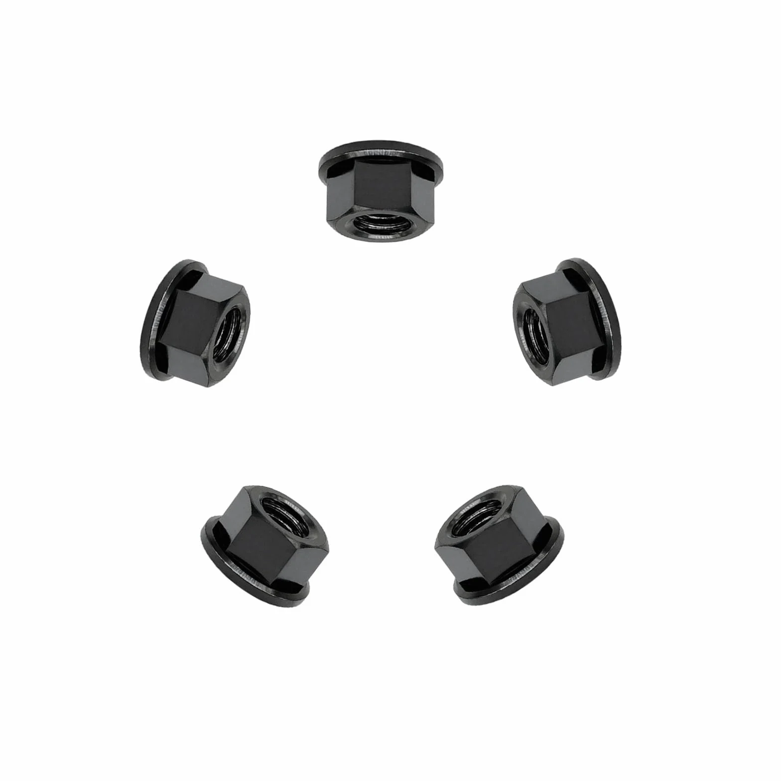 RISON tytanowa nakrętka kołnierzowa M12 x 1,25 mm, tytanowa nakrętka zębata, czarna, 6AL4 V, tytanowa nakrętka kołnierzowa do motocykla, 5 sztuk