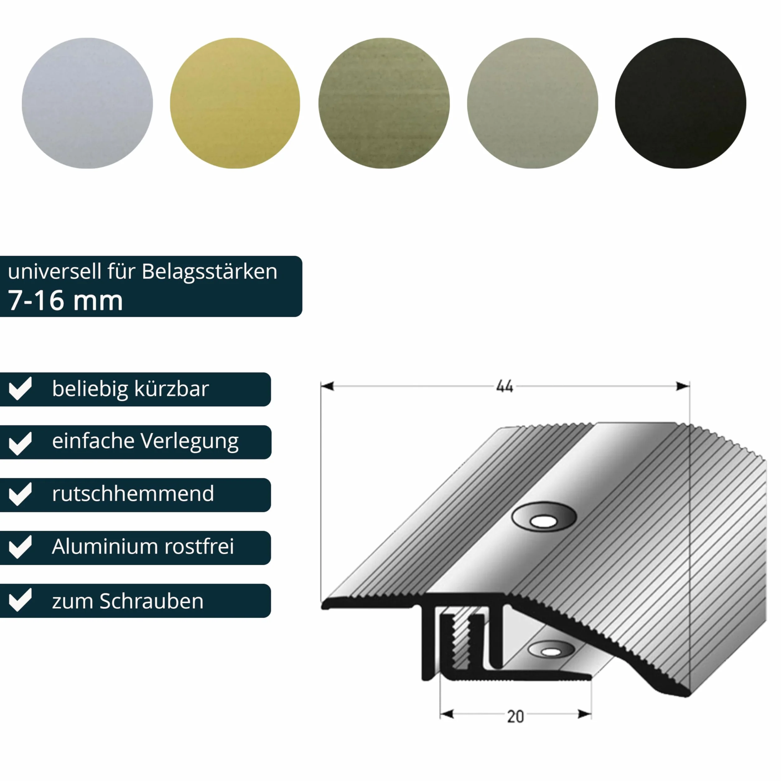 ufitec system profili do podłóg parkietowych i laminowanych, do podłóg o grubości od 7 do 15 mm